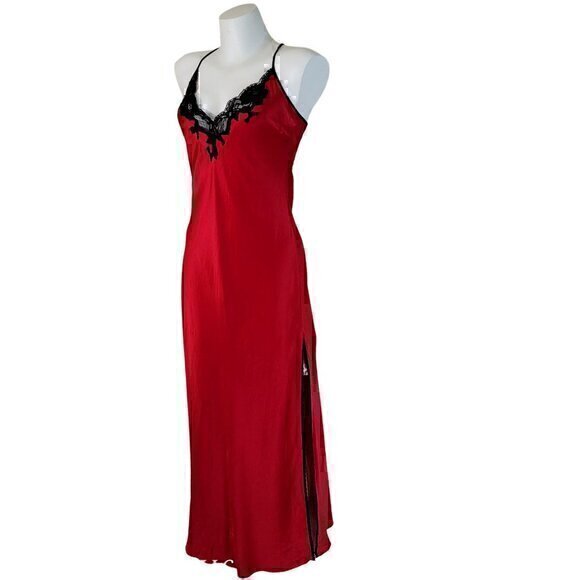 Vintage Victoria's Secret Silk Red Dress Gown Slip L - Picture 1 of 11